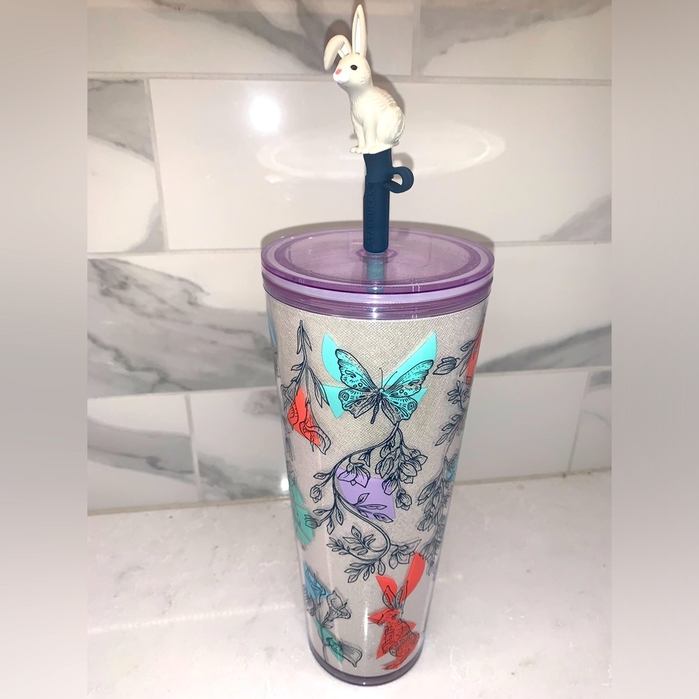 NWOT Starbucks 2024 Spring Easter Butterfly 🦋 Rabbit Tumbler with Purple Lid - Picture 1 of 4